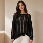 Women's openwork knitted sweater