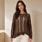 Women's openwork knitted sweater