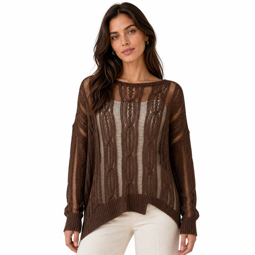Women's openwork knitted sweater