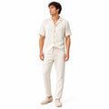 Мъжки летен комплект на светло райе - Complect1 longpants studio front