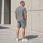 Сив мъжки летен комплект с тениска и къси панталони - Complect14 lifestyle back