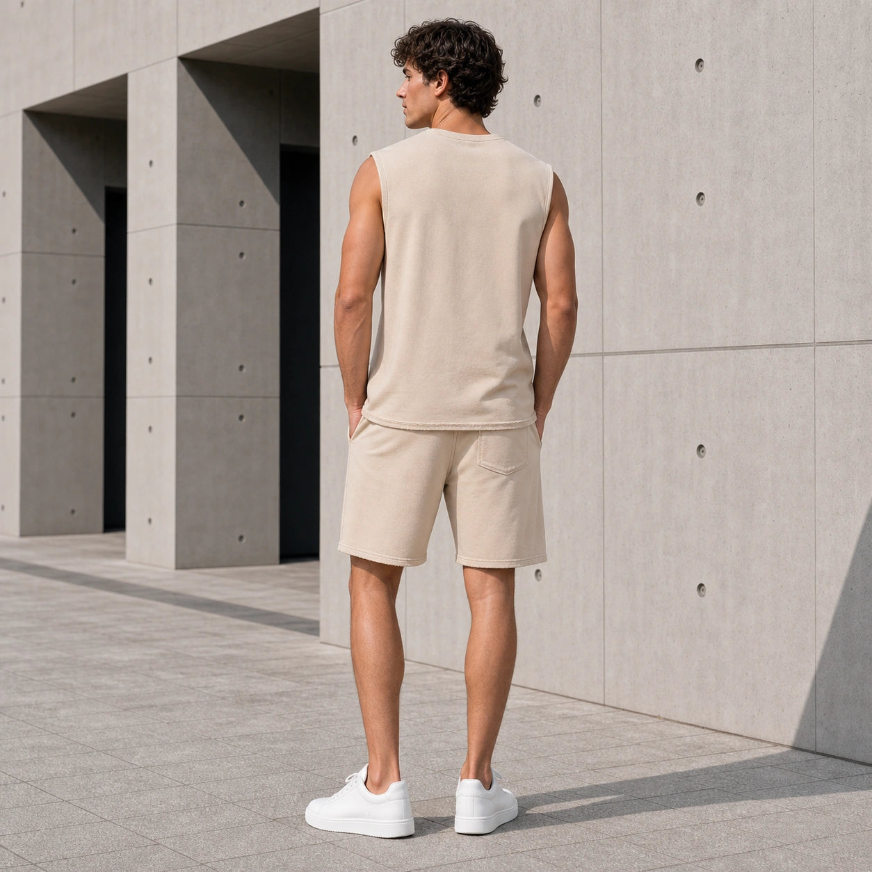 Мъжки летен комплект с потник и къси панталони - Complect3 lifestyle back