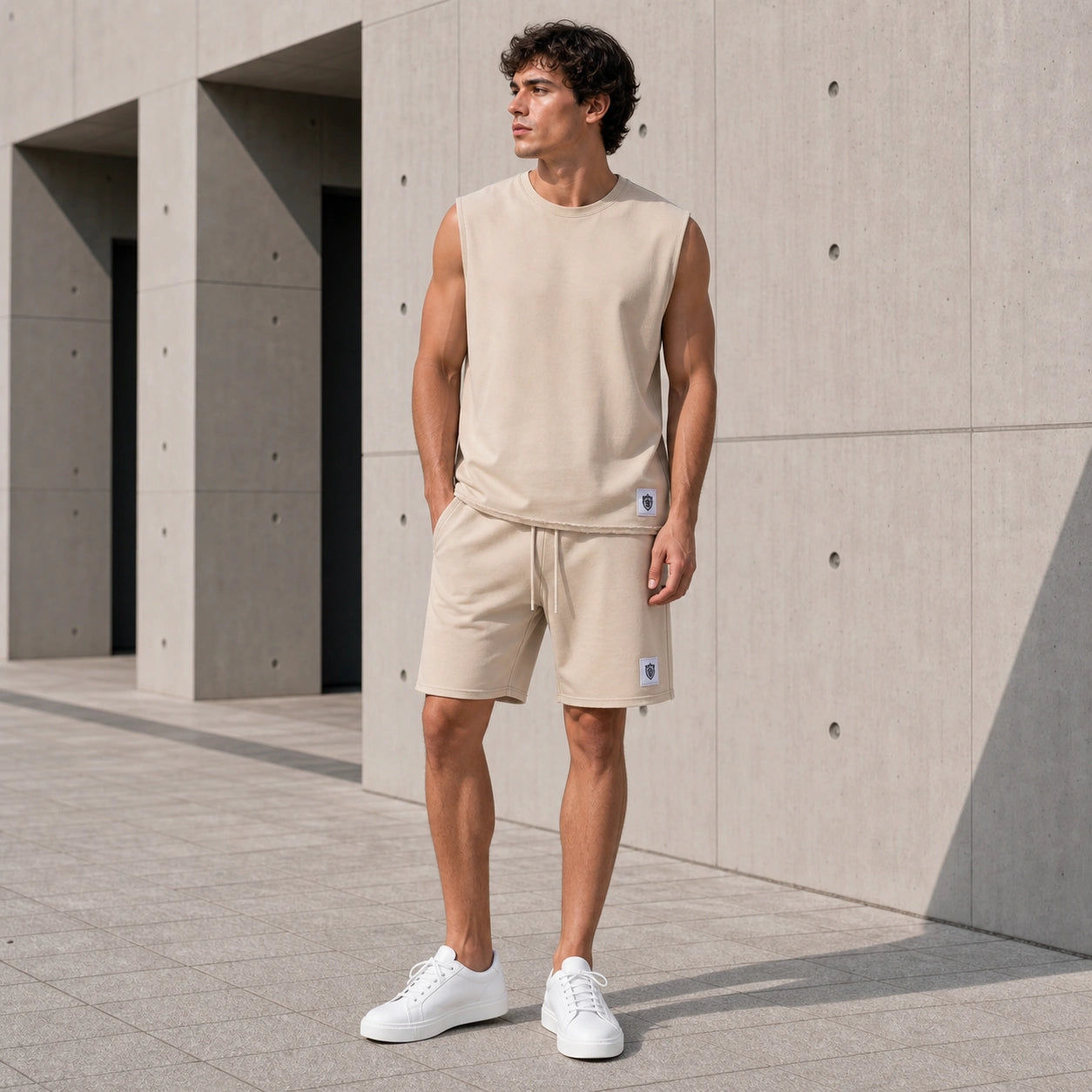 Мъжки летен комплект с потник и къси панталони - Complect3 lifestyle front