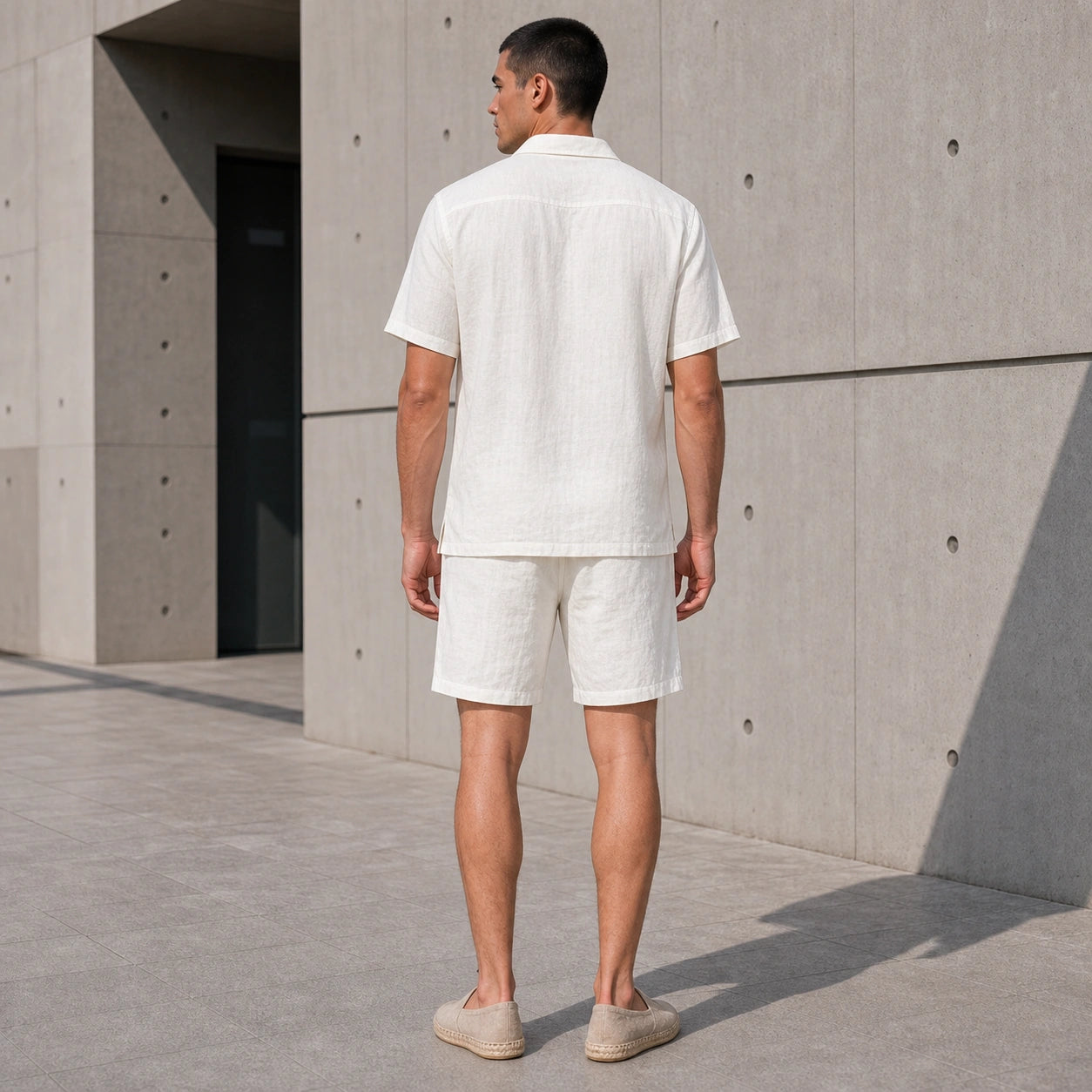 Мъжки комплект с риза и релефна текстура - Complect6 short lifestyle back