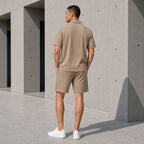 Мъжки комплект с риза и широк дълъг панталон - Complect8 lifestyle back