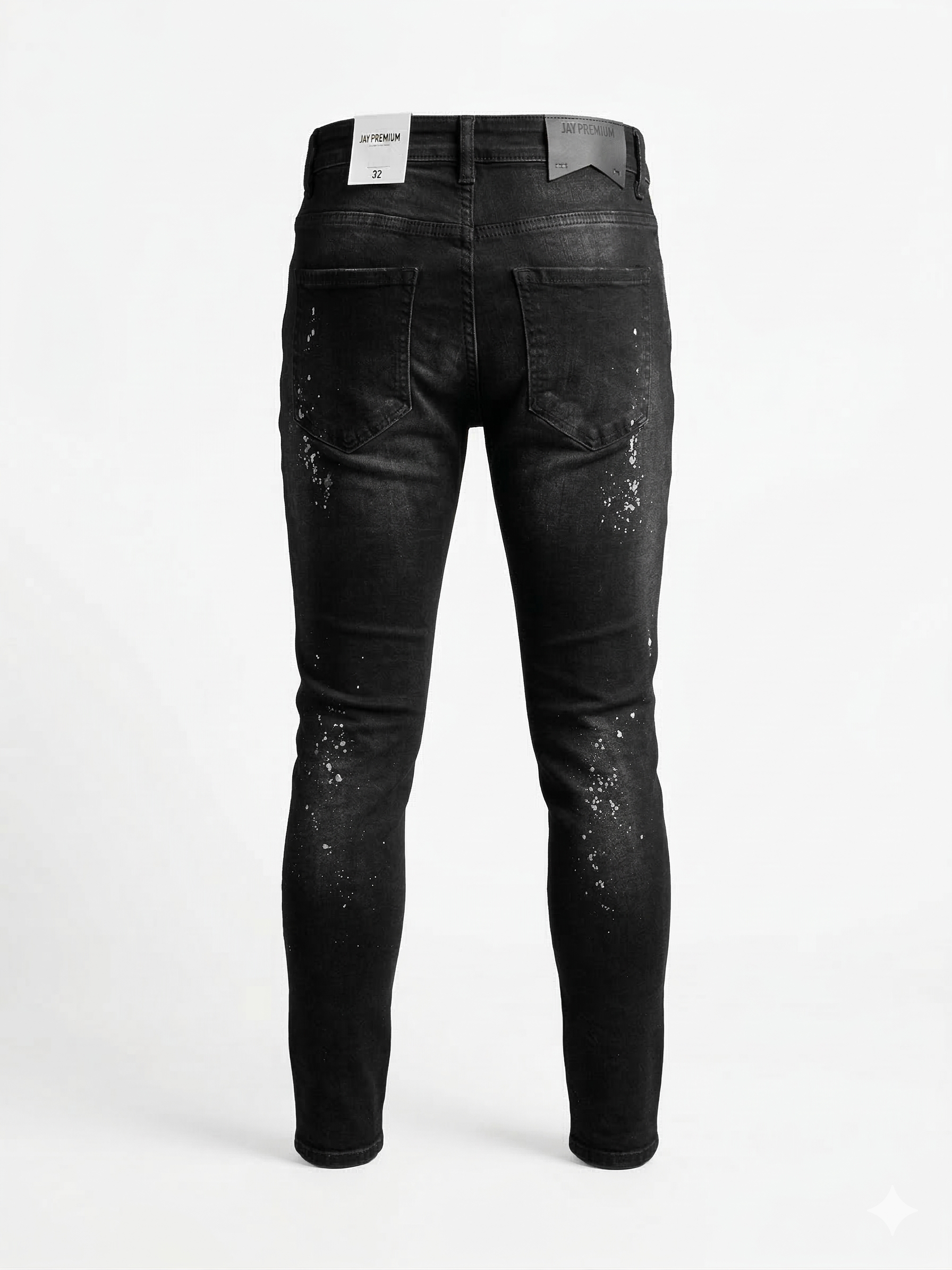 Мъжки черни вталени дънки (slim fit) с накъсвания