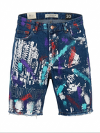 Мъжки къси дънки с арт принт New York