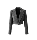 Късо сиво сако на фино райе