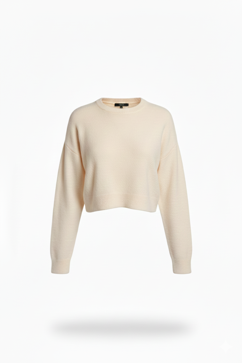 Дамски къс плетен пуловер