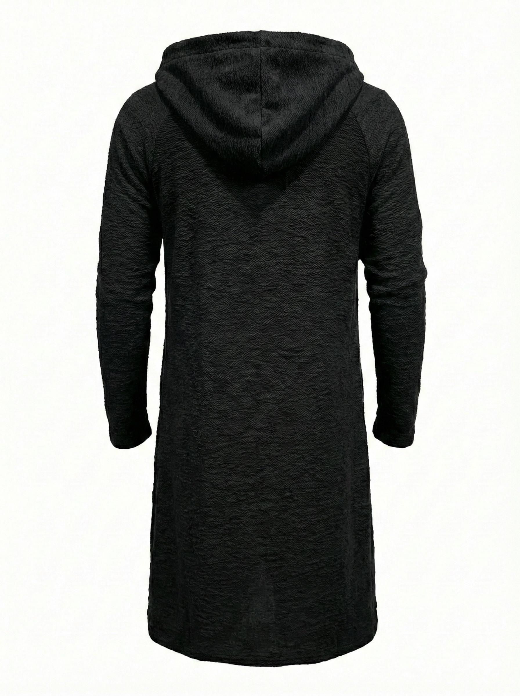 Мъжка дълга асиметрична жилетка с качулка