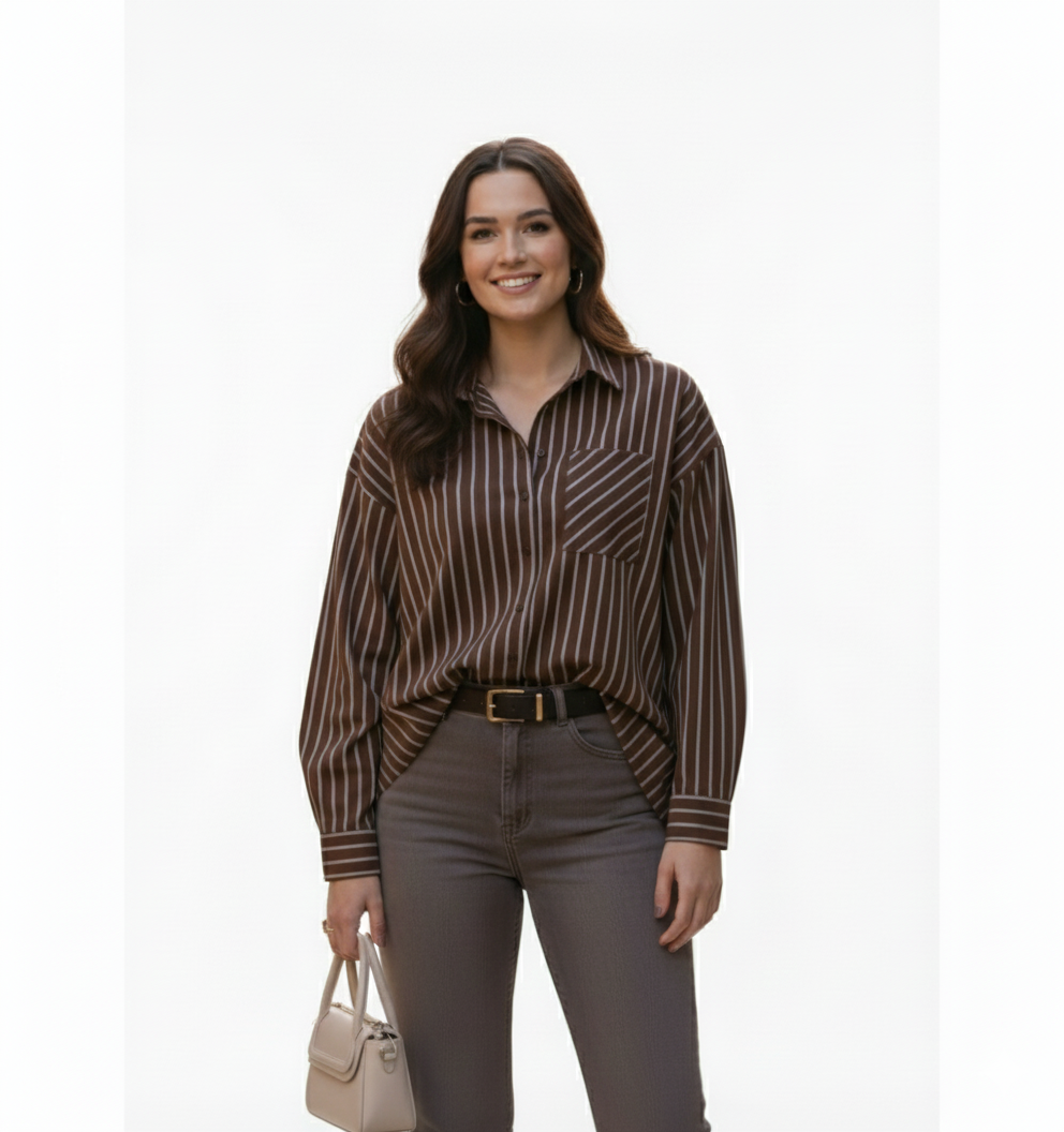 Дамска риза с вертикално райе – Oversize Fit