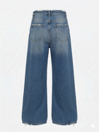 Дамски дънки с висока талия и широк крачол – светлосини