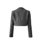 Късо сиво сако на фино райе