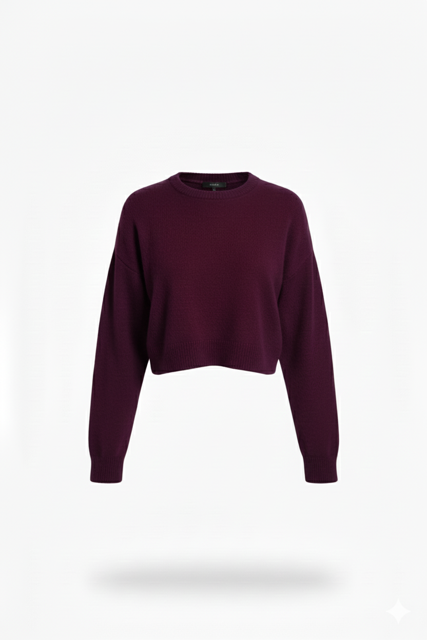 Дамски къс плетен пуловер