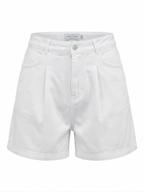 Дамски бели къси дънки с висока талия