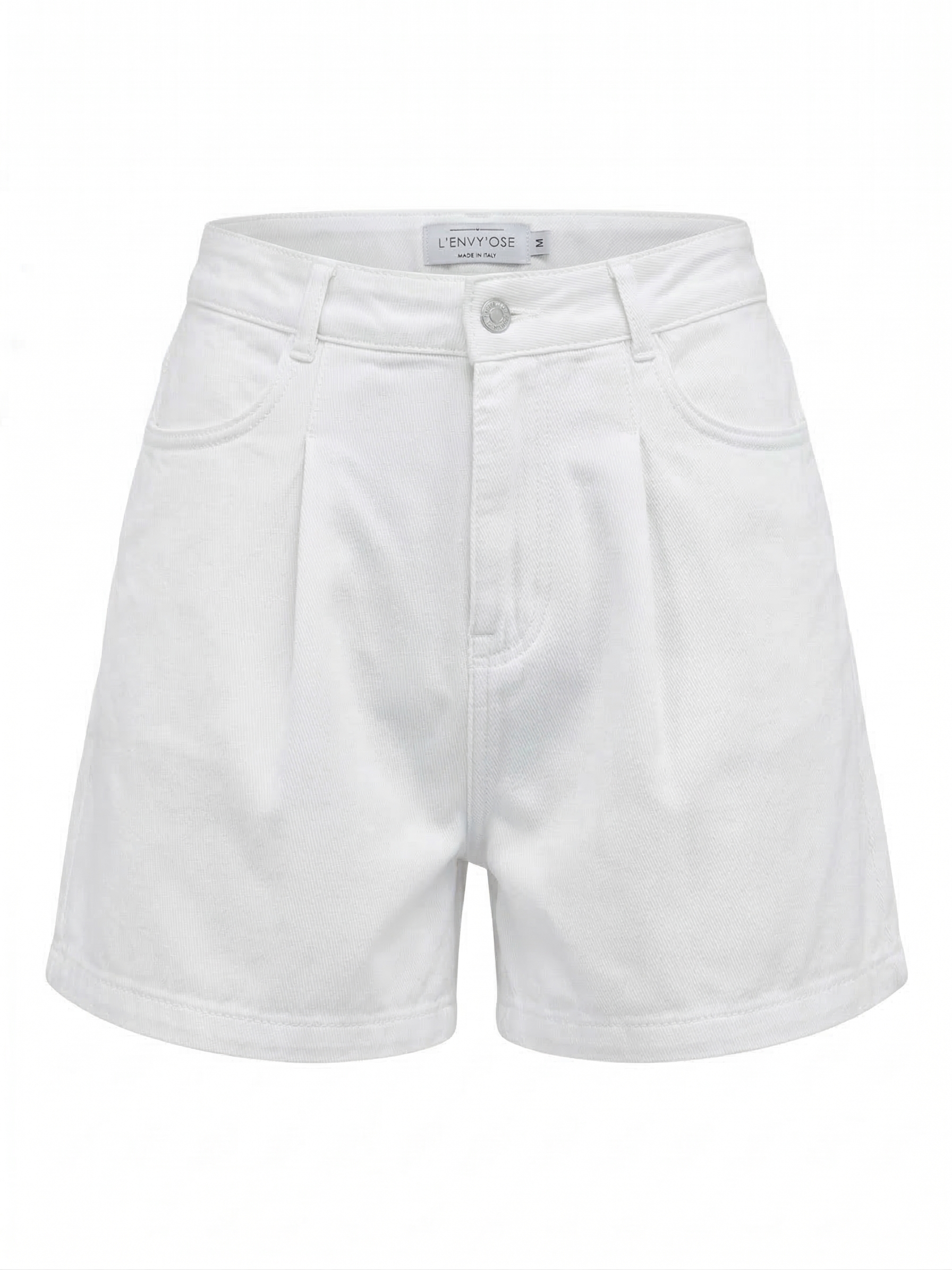 Дамски бели къси дънки с висока талия