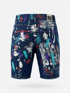 Мъжки къси дънки с арт принт New York