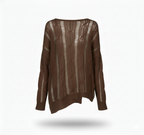 Дамски ажурен плетен пуловер