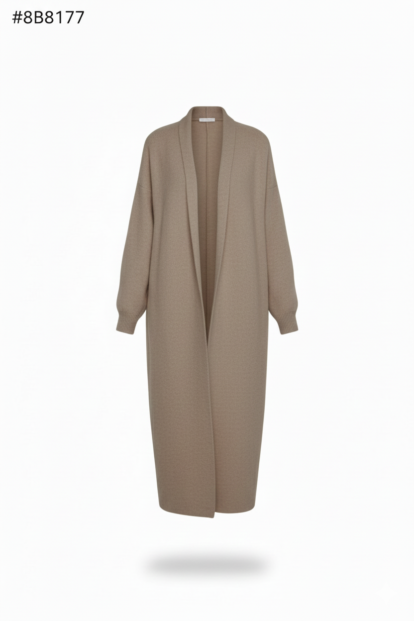 Дълъг плетен кардиган с отворен силует