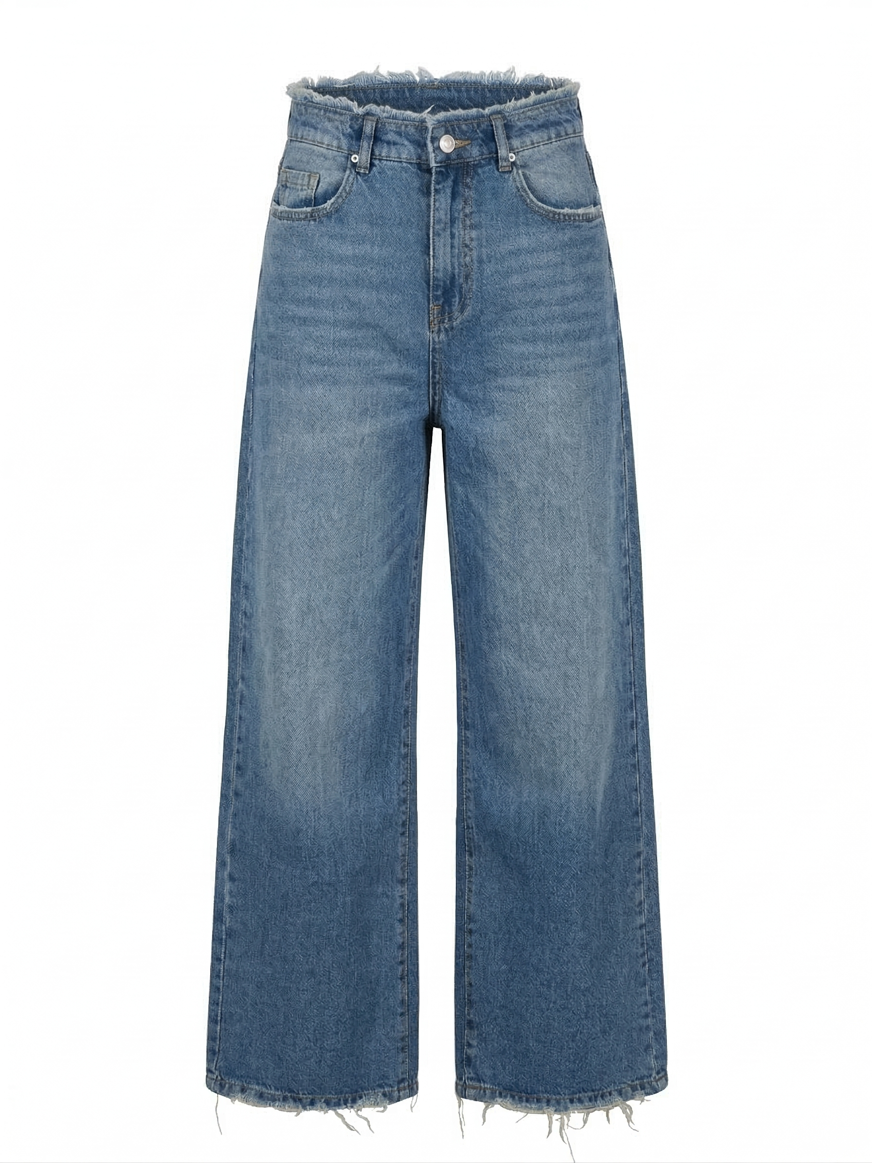 Дамски дънки с висока талия и широк крачол – светлосини