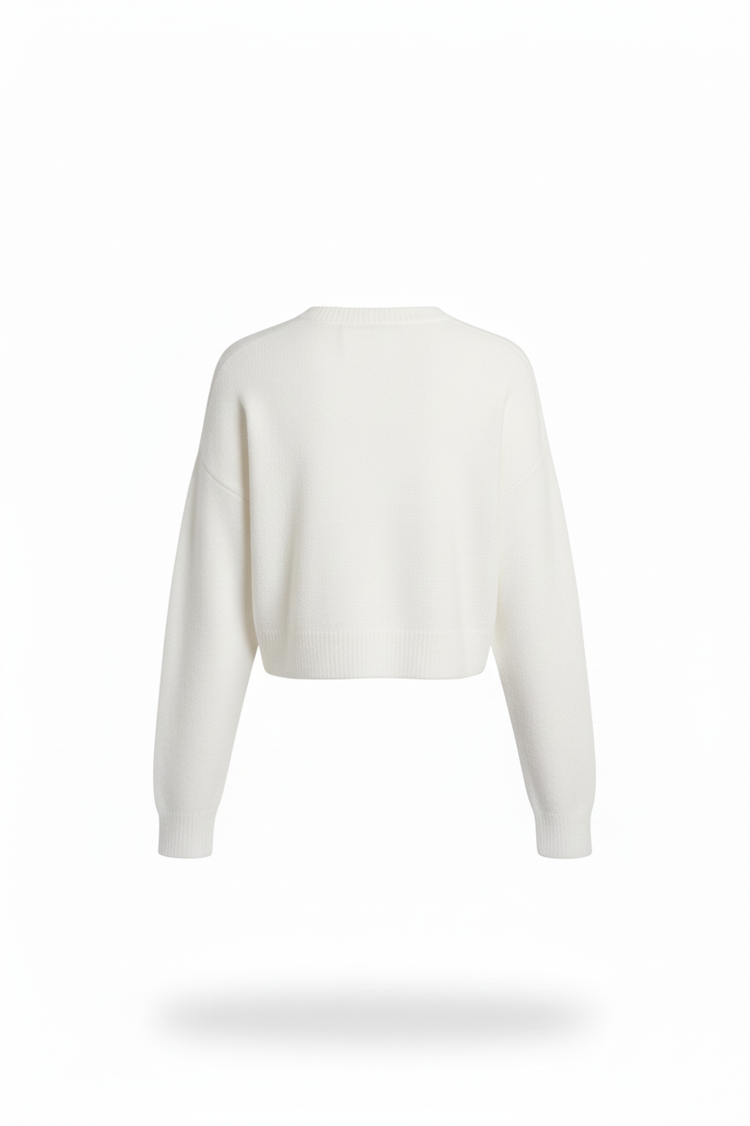 Дамски къс плетен пуловер