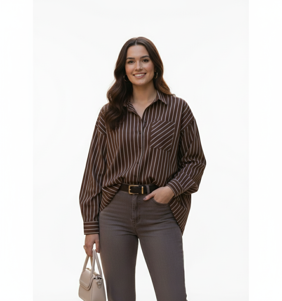 Дамска риза с вертикално райе – Oversize Fit