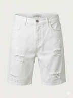 Мъжки бели къси дънки с накъсани детайли