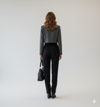 Късо сиво сако на фино райе