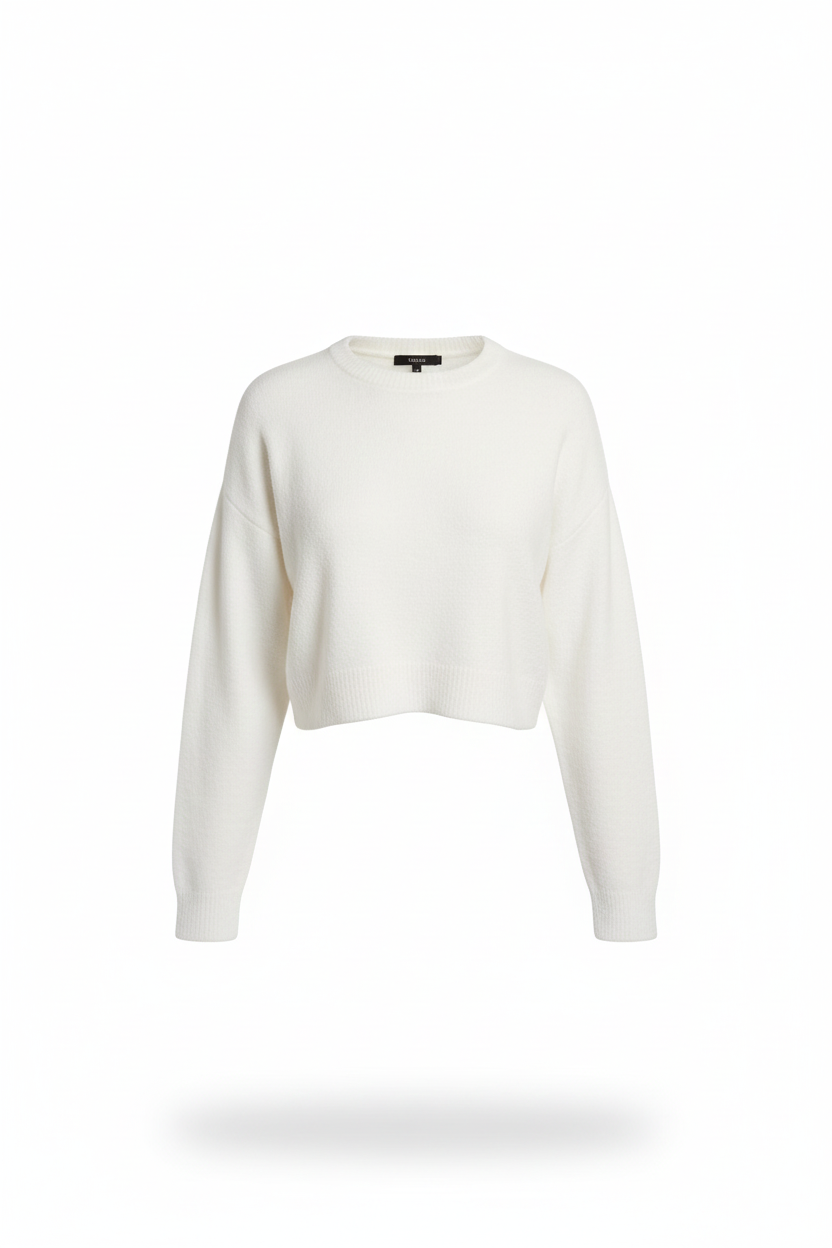 Дамски къс плетен пуловер