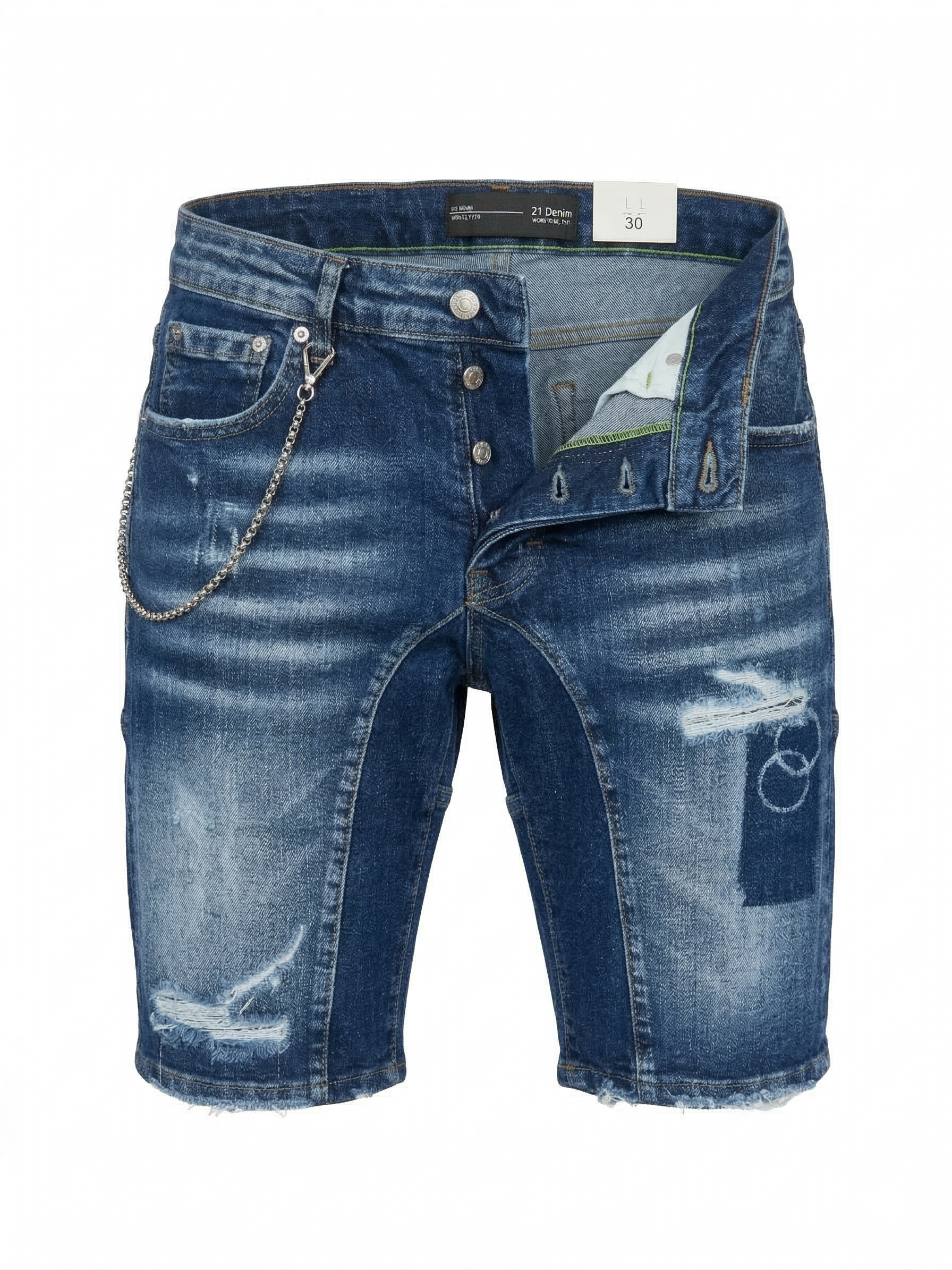 Мъжки къси дънки с накъсани детайли