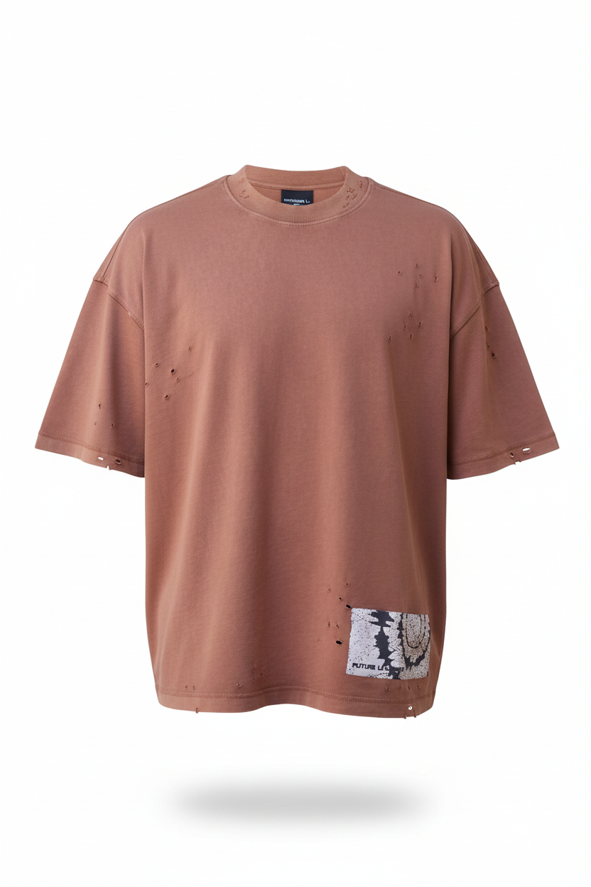 Мъжка Oversize тениска с арт принт и distressed ефект