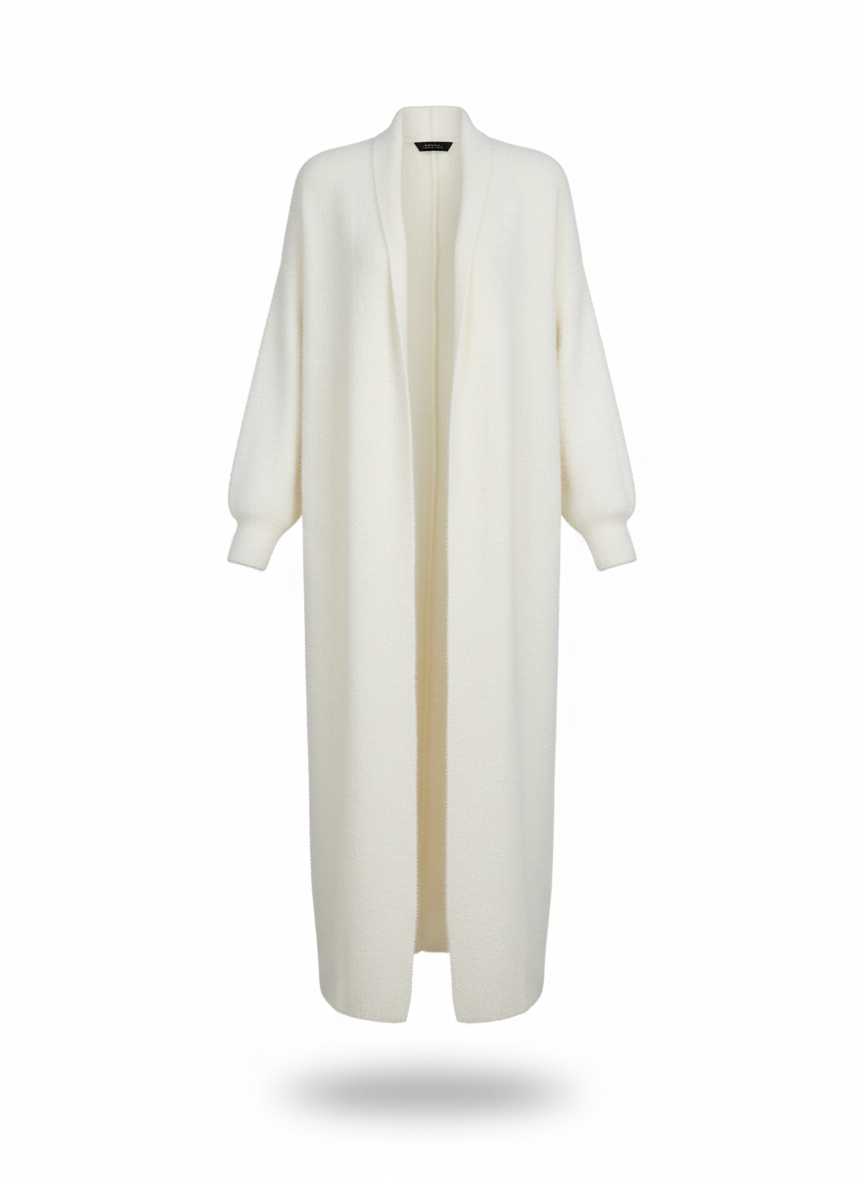 Дълъг плетен кардиган с отворен силует