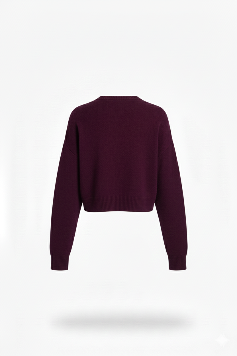 Дамски къс плетен пуловер