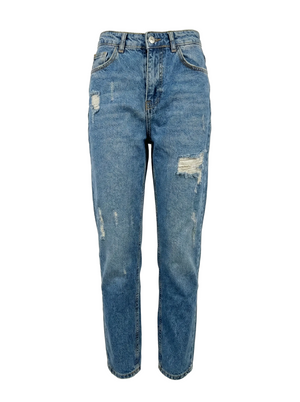 Дамски дънки с висока талия – светъл деним