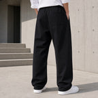 Стилни мъжки широки панталони с връзки - Pantalon2 black lifestyle back