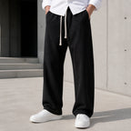 Стилни мъжки широки панталони с връзки - Pantalon2 black lifestyle front