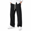 Стилни мъжки широки панталони с връзки - Pantalon2 black studio front