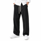 Стилни мъжки широки панталони с връзки - Pantalon2 black studio front