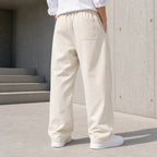 Стилни мъжки широки панталони с връзки - Pantalon2 ecru lifestyle back