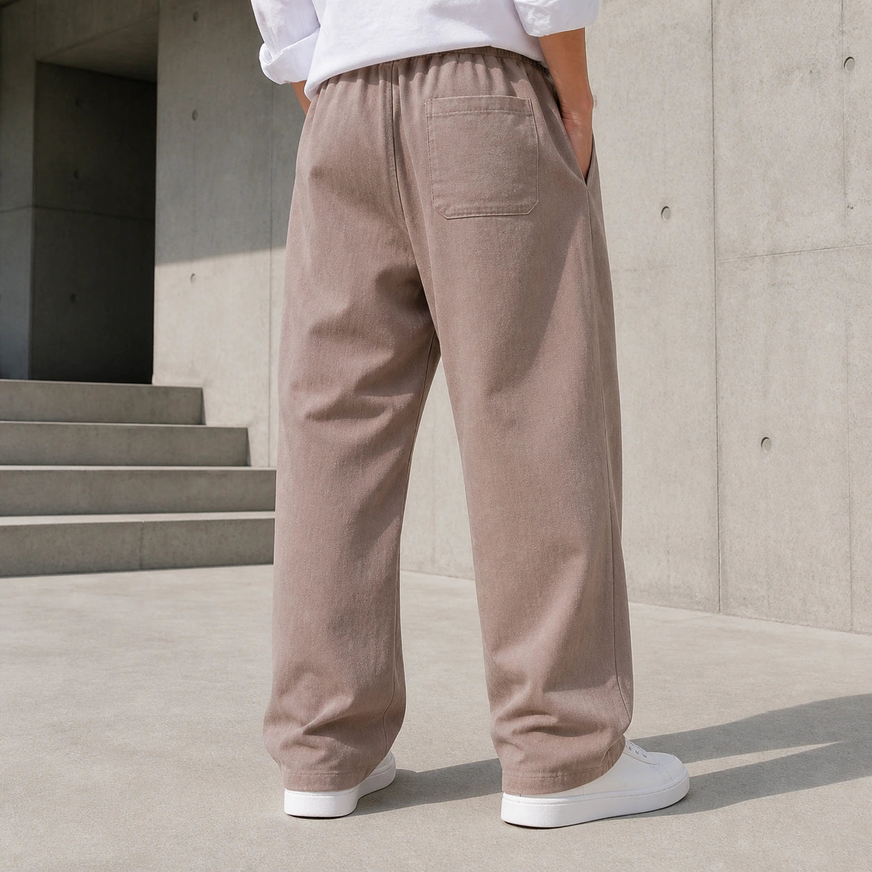 Стилни мъжки широки панталони с връзки - Pantalon2 lifestyle back