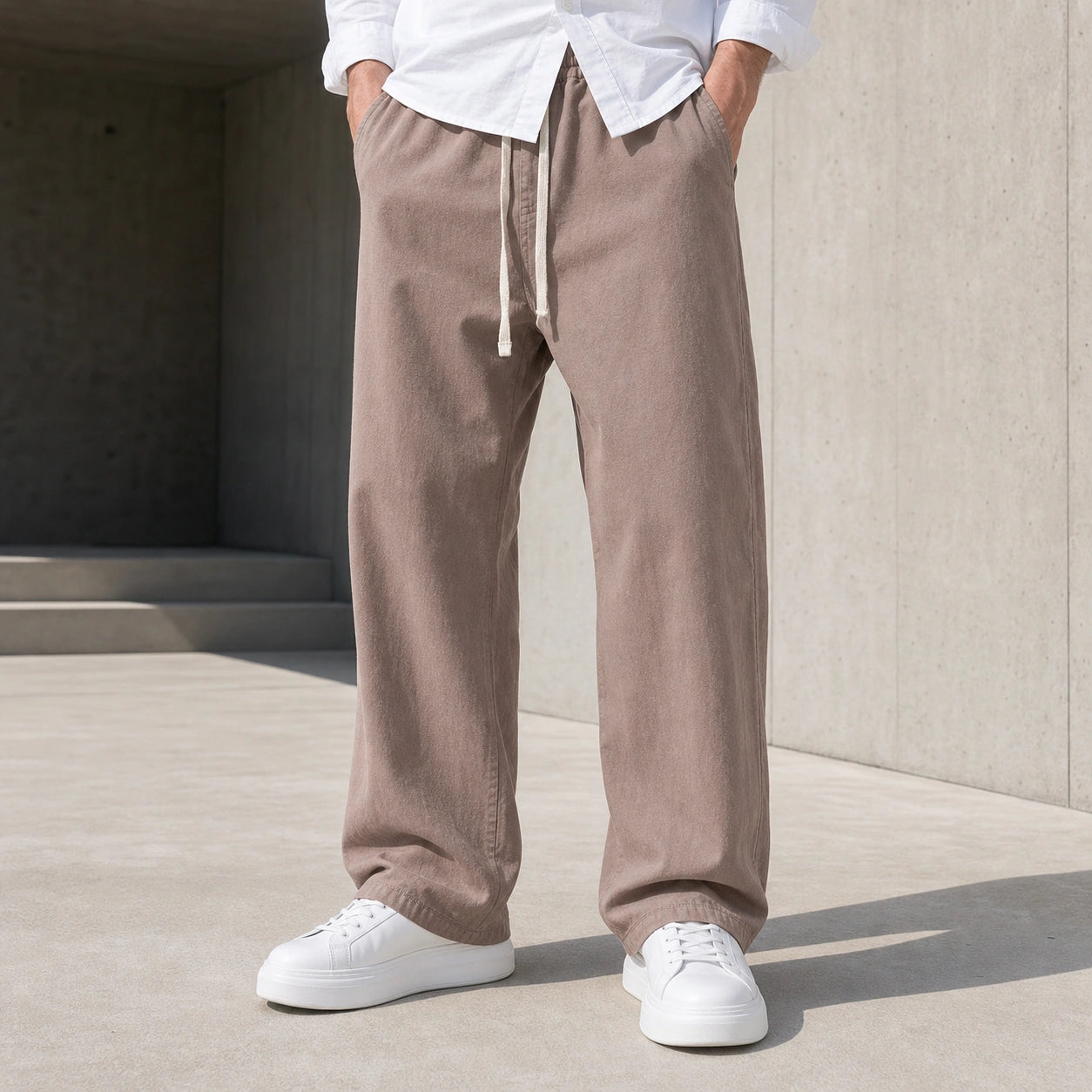 Стилни мъжки широки панталони с връзки - Pantalon2 lifestyle front