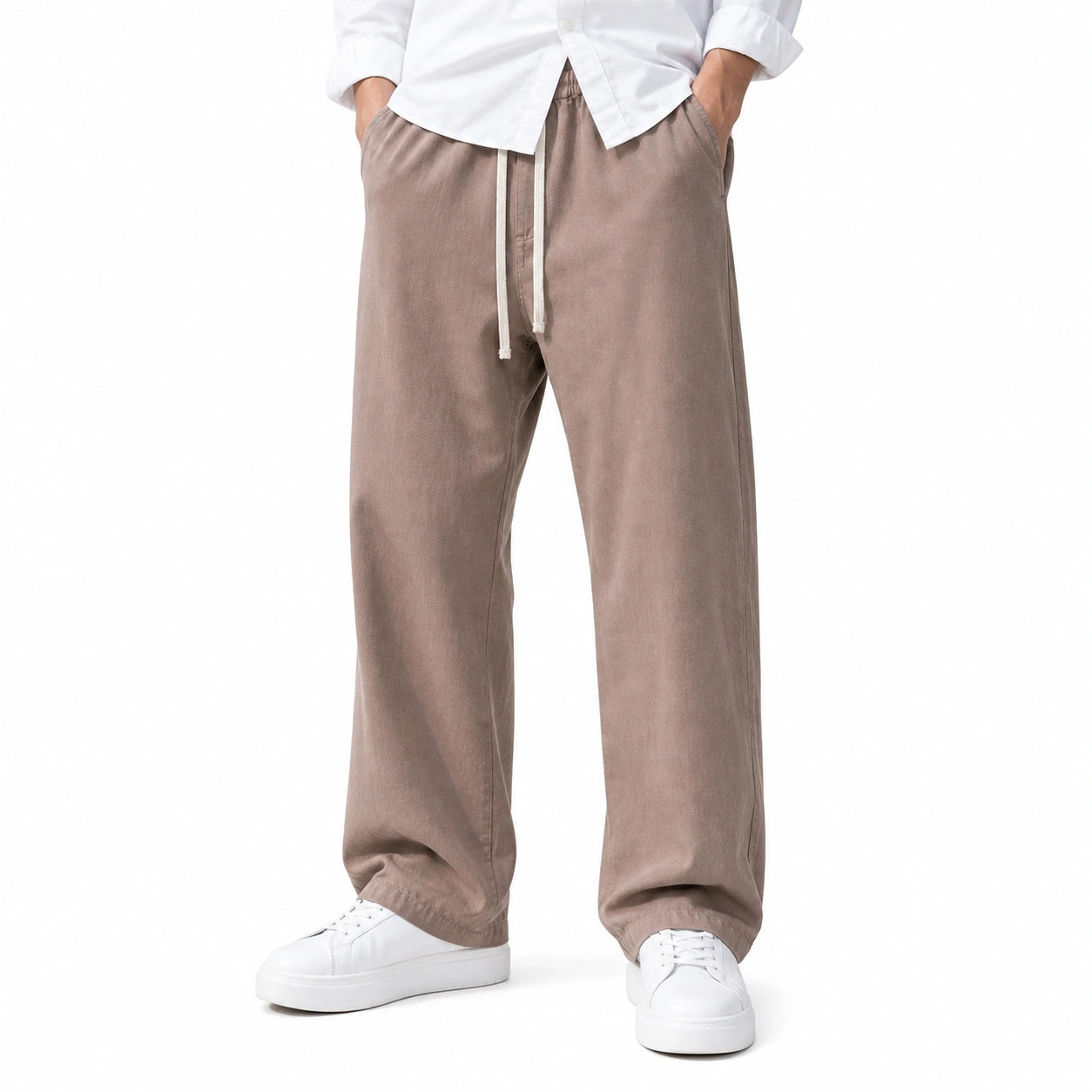 Стилни мъжки широки панталони с връзки - Pantalon2 studio front