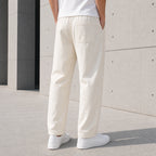 Стилни мъжки панталони с еластична талия и връзки - Pantalon3 ecru lifestyle back