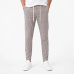 Стилни мъжки райе панталони с копчета и връзки - Pantalon4 studio front