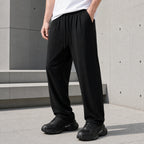 Стилни черни мъжки панталони с еластична талия - Pantalon6 lifestyle front