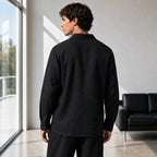 Стилна мъжка риза с дълъг ръкав и свободна кройка - Shirt1 lifestyle back