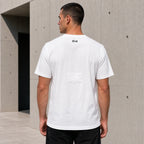 Бяла мъжка тениска с малък контрастен акцент - Shirt1 lifestyle back