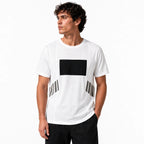 Стилна бяла мъжка тениска с геометричен принт - Shirt1 studio