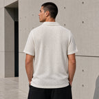 Стилна мъжка текстурирана поло тениска - Shirt11 lifestyle back