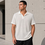 Стилна мъжка текстурирана поло тениска - Shirt11 lifestyle front